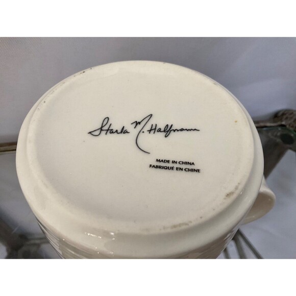 Anthropologie Starla M Halfman Letter M Coffee Mug Cup 14 fl oz Ceramic Floral - Picture 2 of 6